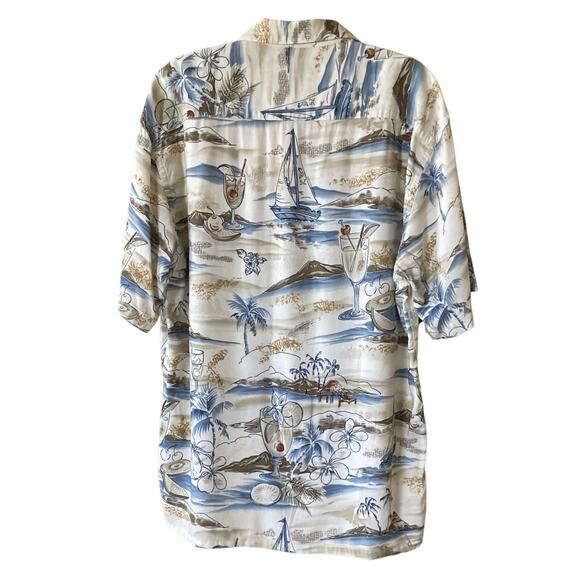 Pierre Cardin Tropical Beach Style summer Short Sleeve Shirt Size M - Picture 2 of 4